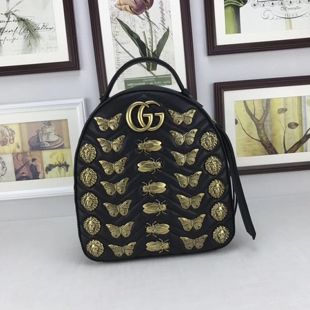 Gucci GG Marmont Animal Studs Leather Backpack 476671 Black