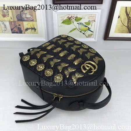 Gucci GG Marmont Animal Studs Leather Backpack 476671 Black