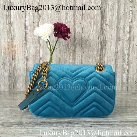 Gucci GG Marmont Chevron Velvet mini Bag 446744 Blue