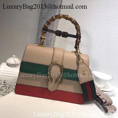 Gucci Now Bamboo Smooth Leather Top Handle Bag 448075 Apricot&Green&Red