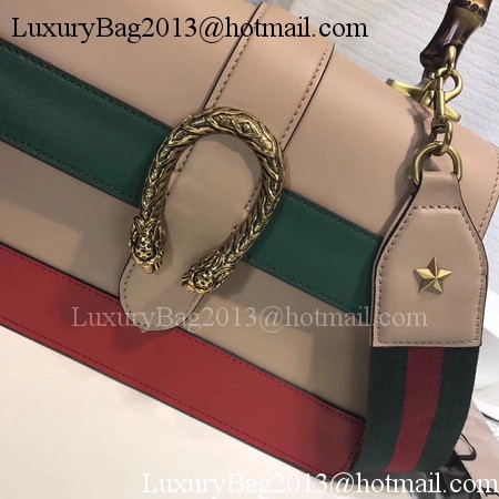 Gucci Now Bamboo Smooth Leather Top Handle Bag 448075 Apricot&Green&Red