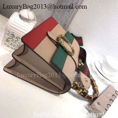 Gucci Now Bamboo Smooth Leather Top Handle Bag 448075 Apricot&Green&Red