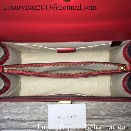 Gucci Now Bamboo Smooth Leather Top Handle Bag 448075 Red&Blue&White