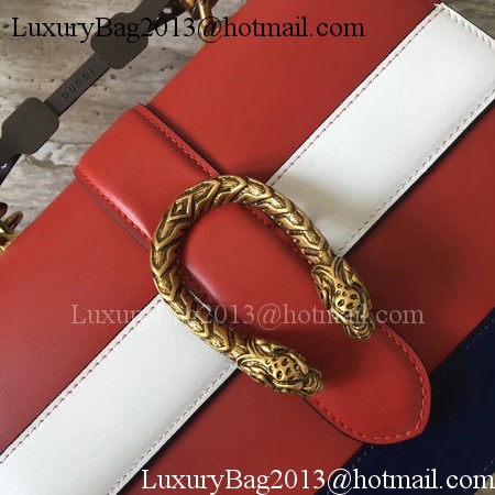 Gucci Now Bamboo Smooth Leather Top Handle Bag 448075 Red&Blue&White