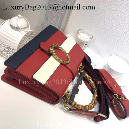 Gucci Now Bamboo Smooth Leather Top Handle Bag 448075 Red&White&Blue