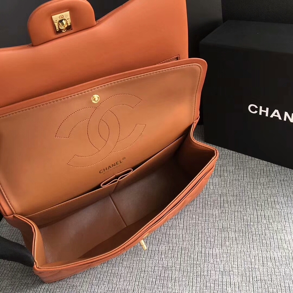 Chanel Flap Shoulder Bags Orange Original Lambskin Leather CF1113 Glod