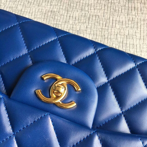 Chanel Flap Shoulder Bags Blue Original Lambskin Leather CF1113 Glod