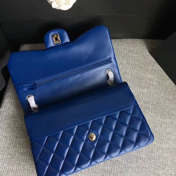 Chanel Flap Shoulder Bags Blue Original Lambskin Leather CF1113 Silver