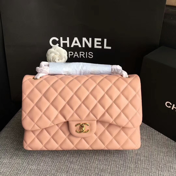 Chanel Flap Shoulder Bags Light Pink Original Lambskin Leather CF1113 Glod