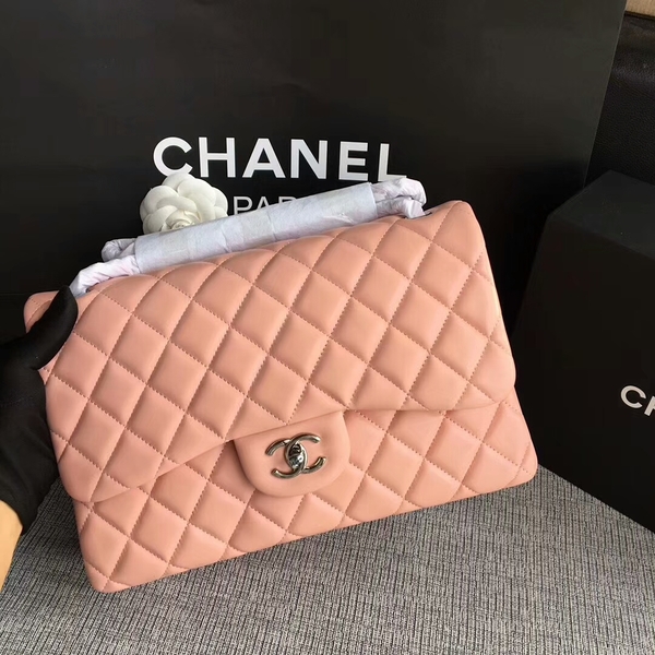 Chanel Flap Shoulder Bags Light Pink Original Lambskin Leather CF1113 Silver