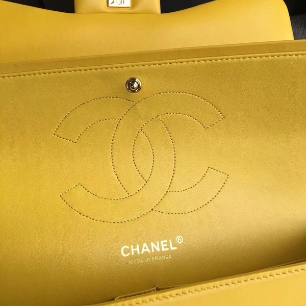 Chanel Flap Shoulder Bags Yellow Original Lambskin Leather CF1113 Glod