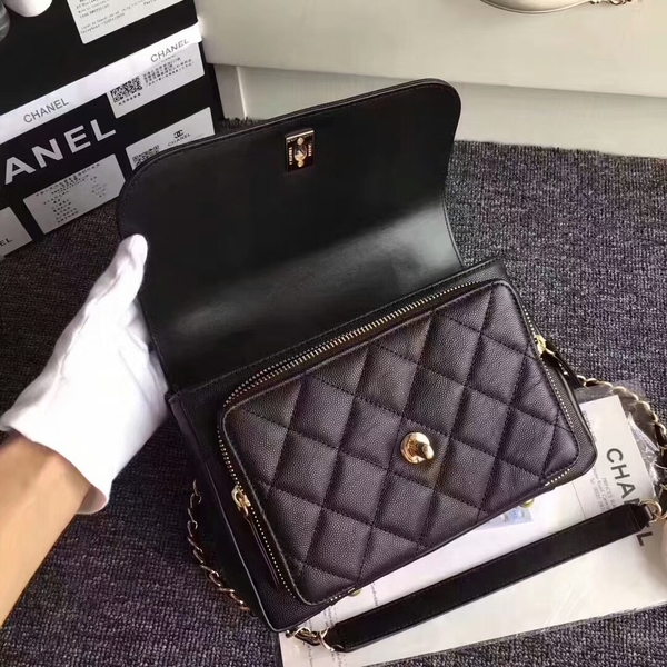 Chanel Original Calfskin Leather Shoulder Bag 8124 Black