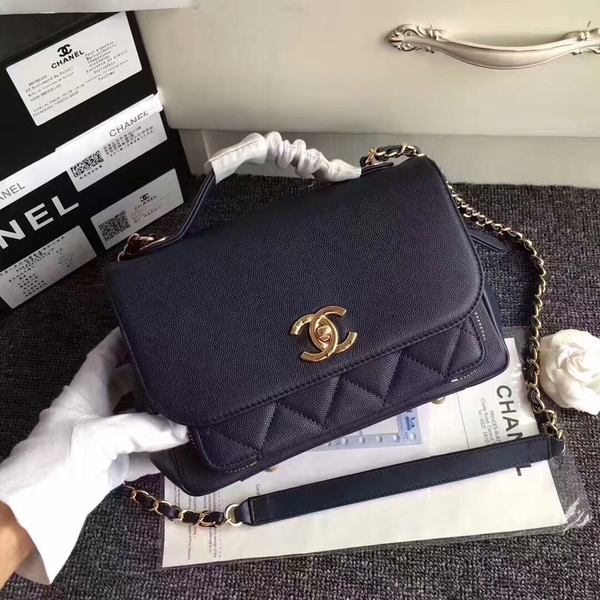 Chanel Original Calfskin Leather Shoulder Bag 8124 Dark Blue