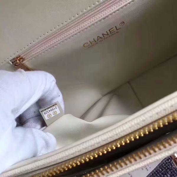 Chanel Original Calfskin Leather Shoulder Bag 8124 White