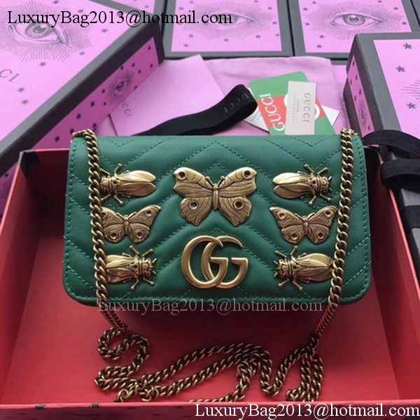 Gucci GG Marmont Animal Studs mini Bag 488426 Green