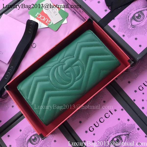 Gucci GG Marmont Continental Wallet 443436 Green