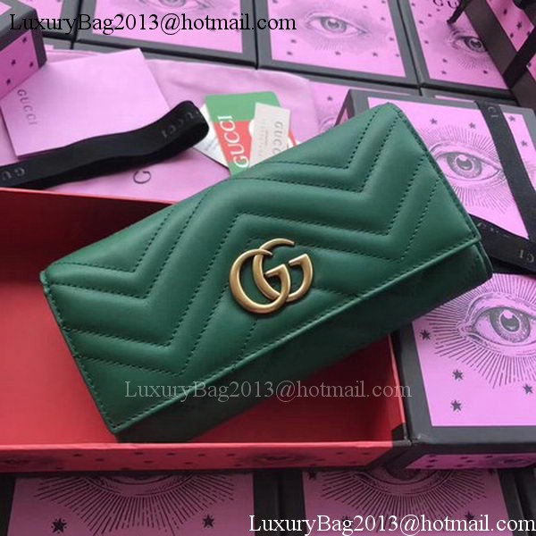 Gucci GG Marmont Continental Wallet 443436 Green