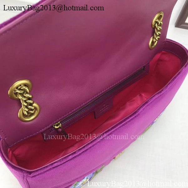 Gucci GG Marmont Embroidered Velvet Bag 443496 Purple