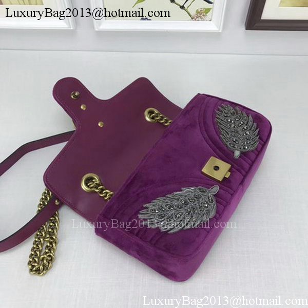 Gucci GG Marmont Embroidered Velvet mini Bag 446744 Purple