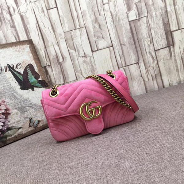 Gucci GG Marmont Embroidered Velvet mini Bag 446744T Pink