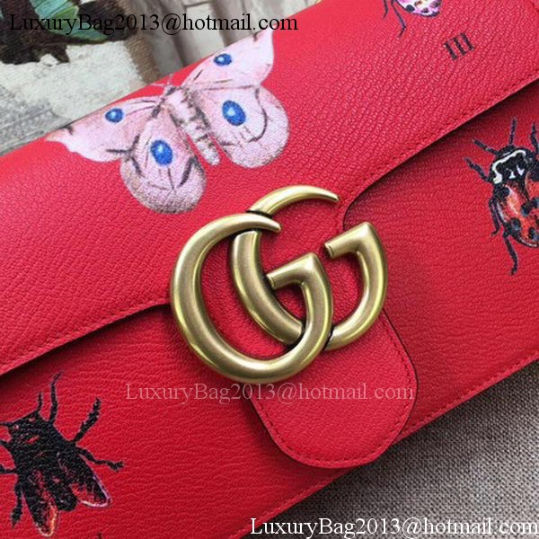 Gucci GG Marmont Original Leather Shoulder Bag 488716 Red
