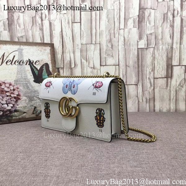 Gucci GG Marmont Original Leather Shoulder Bag 488716 White