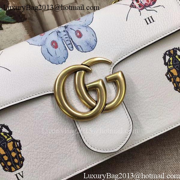 Gucci GG Marmont Original Leather Shoulder Bag 488716 White