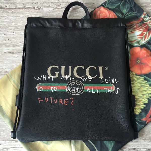 Gucci Scrawl Calfskin Leather Backpack 494053 Black