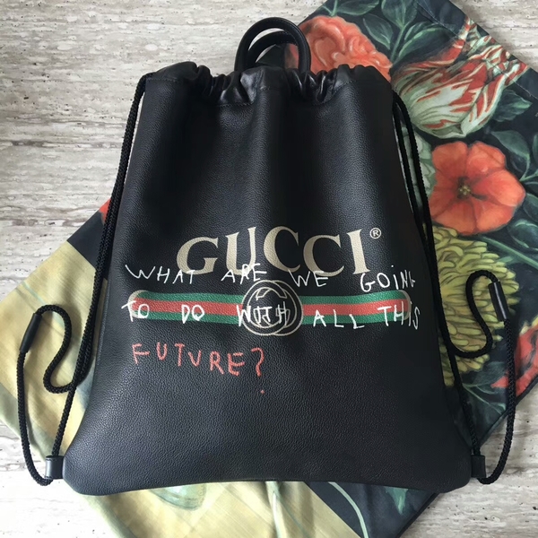 Gucci Scrawl Calfskin Leather Backpack 494053 Black