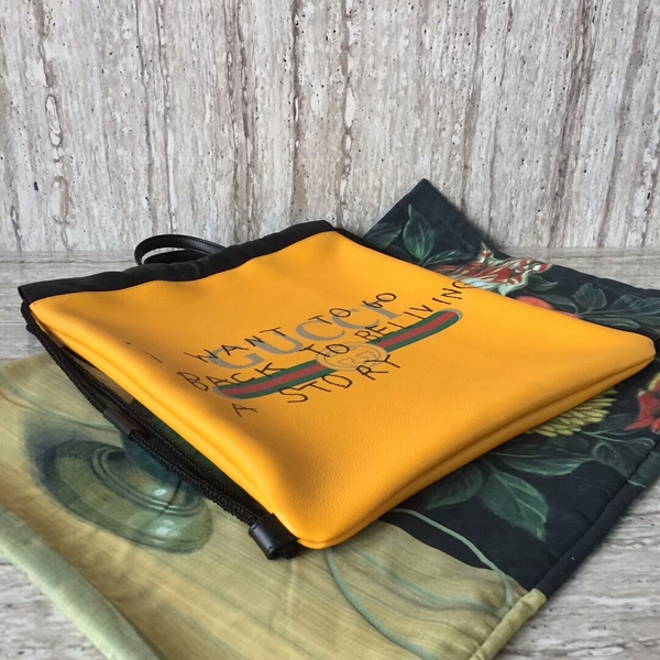 Gucci Scrawl Calfskin Leather Backpack 494053 Yellow