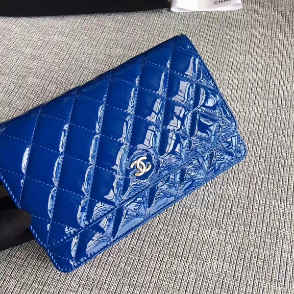 Chanel WOC Flap Bag Patent Leather A33814C Blue