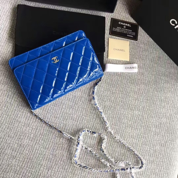 Chanel WOC Flap Bag Patent Leather A33814C Blue