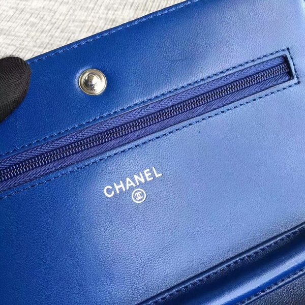 Chanel WOC Flap Bag Patent Leather A33814C Blue