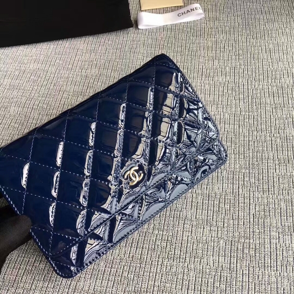 Chanel WOC Flap Bag Patent Leather A33814C Dark Blue
