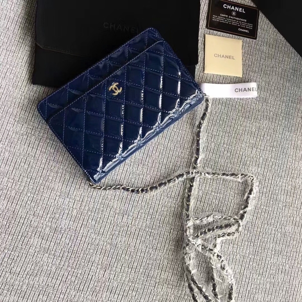 Chanel WOC Flap Bag Patent Leather A33814C Dark Blue