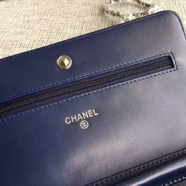 Chanel WOC Flap Bag Patent Leather A33814C Dark Blue