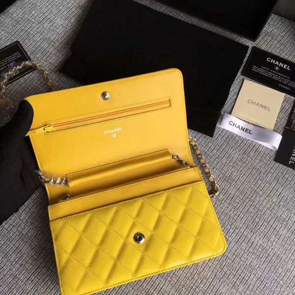 Chanel WOC Flap Bag Patent Leather A33814C Yellow