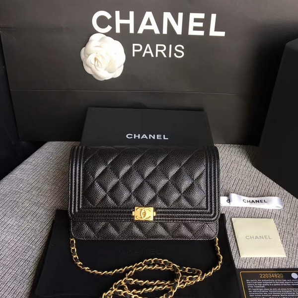 Boy Chanel WOC Flap Bag Original Calfskin Leather CHA6040 Black