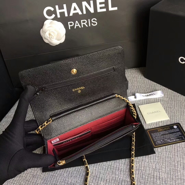 Boy Chanel WOC Flap Bag Original Calfskin Leather CHA6040 Black