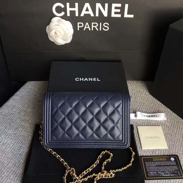 Boy Chanel WOC Flap Bag Original Calfskin Leather CHA6040 Blue