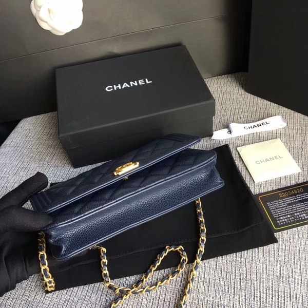 Boy Chanel WOC Flap Bag Original Calfskin Leather CHA6040 Blue