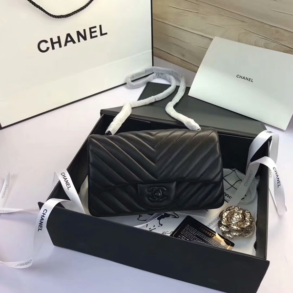 Chanel Classic Flap Bags Original Sheepskin Leather 1116 Black