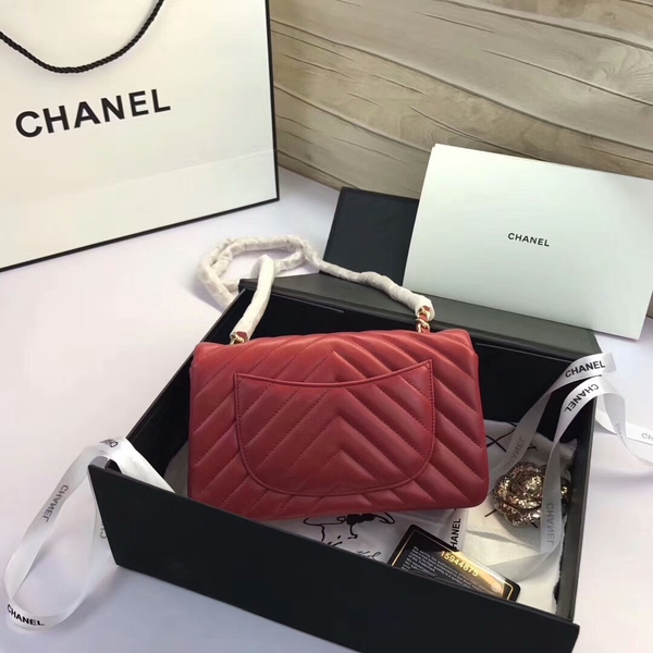 Chanel Classic Flap Bags Red Original Sheepskin Leather 1116 Gold