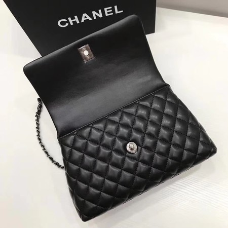 Chanel Classic Red Top Handle Bag Original Leather A92991 Black