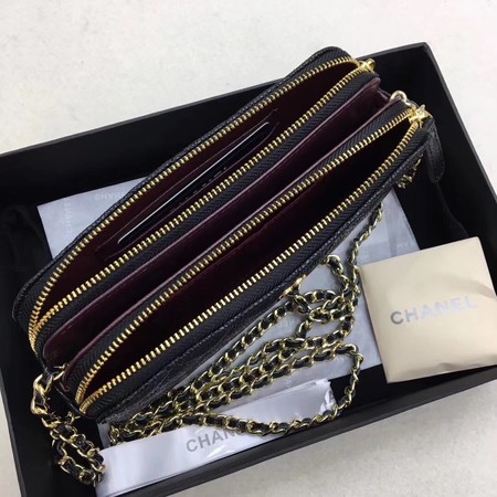 Chanel Shoulder Bag Black Cannage Pattern Leather CHA6845 Gold