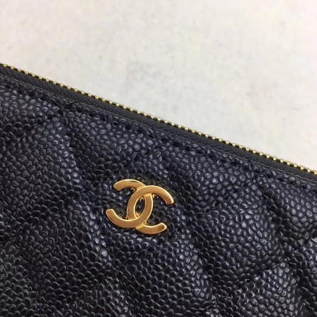 Chanel Shoulder Bag Black Cannage Pattern Leather CHA6845 Gold