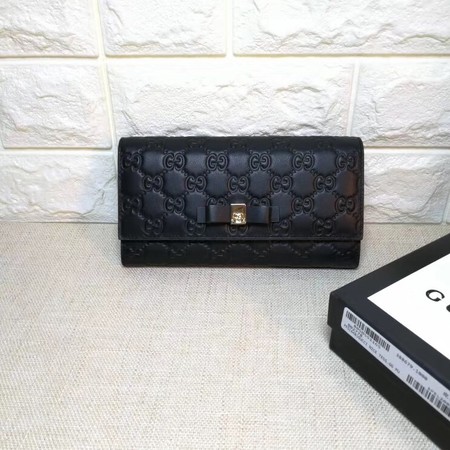 Gucci Bow Gucci Signature Continental Wallet 388679 Black