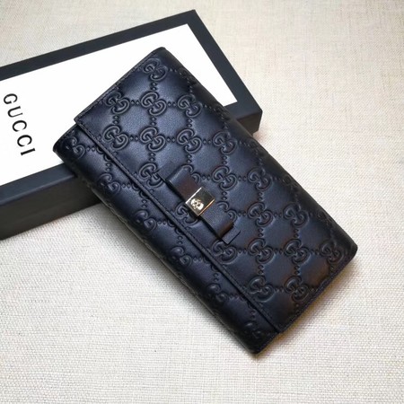 Gucci Bow Gucci Signature Continental Wallet 388679 Black