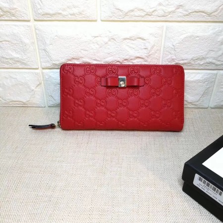 Gucci Bow Gucci Signature Continental Wallet 388679 Red