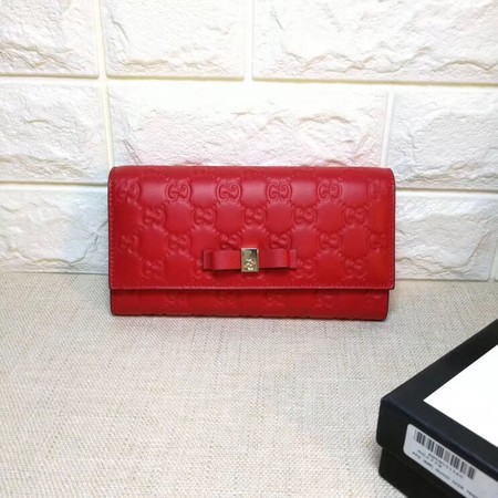 Gucci Bow Gucci Signature Continental Wallet 388679 Red